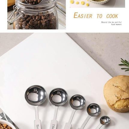 Metal Measuring Spoons Set - Baking Essentials Premium Stainless Steel Kitchen Gadgets with Measurements