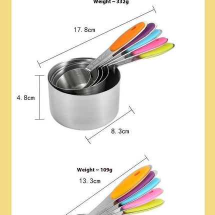 Measuring Cups Stainless Steel Measuring Cups and Spoons Set of Upgraded Thickness Handle for Cooking