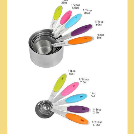 Measuring Cups Stainless Steel Measuring Cups and Spoons Set of Upgraded Thickness Handle for Cooking