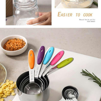 Measuring Cups Stainless Steel Measuring Cups and Spoons Set of Upgraded Thickness Handle for Cooking