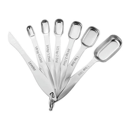 Stainless Steel Narrow Measuring Spoon Heavy Duty Metal Measuring Spoons with Long Handle and Engraved