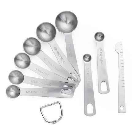 Stainless Steel Measuring Spoons Set of - with Leveler Round Metal Teaspoon & Tablespoon Measuring Set