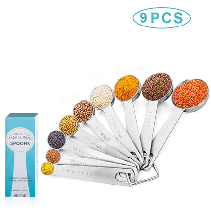 Stainless Steel Measuring Spoons Set of - with Round Metal Teaspoon & Tablespoon Measuring Spoons Set