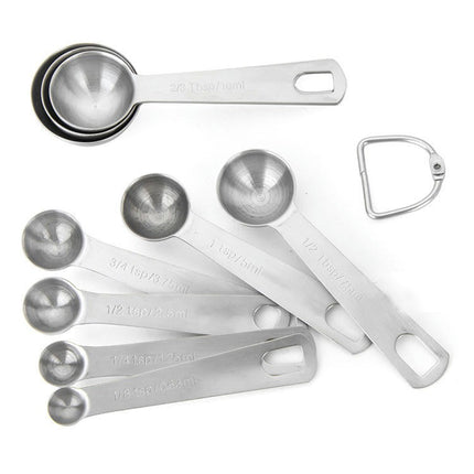 Stainless Steel Measuring Spoons Set of - with Round Metal Teaspoon & Tablespoon Measuring Spoons Set