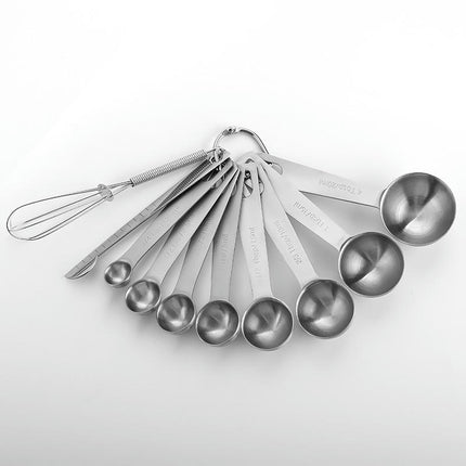 Measuring Spoons Stainless Steel Set Leveler and Whisk Stainless Steel Metal Measuring Spoons Cooking Tool