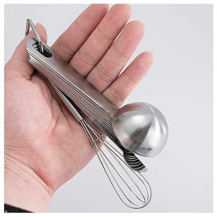 Measuring Spoons Stainless Steel Set Leveler and Whisk Stainless Steel Metal Measuring Spoons Cooking Tool