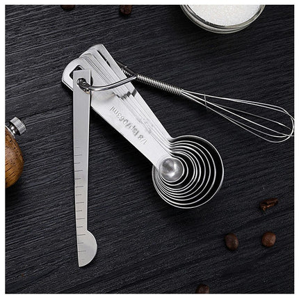 Measuring Spoons Stainless Steel Set Leveler and Whisk Stainless Steel Metal Measuring Spoons Cooking Tool