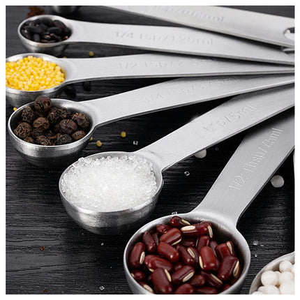 Measuring Spoons Stainless Steel Set Leveler and Whisk Stainless Steel Metal Measuring Spoons Cooking Tool