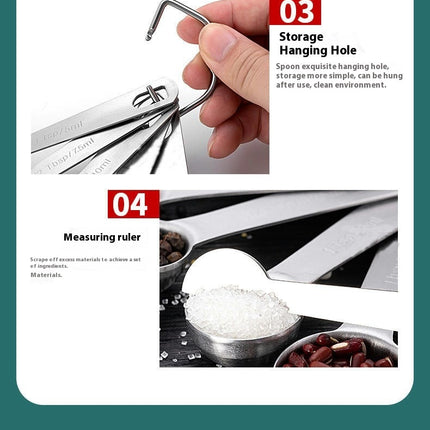 Measuring Spoons Stainless Steel Set Leveler and Whisk Stainless Steel Metal Measuring Spoons Cooking Tool