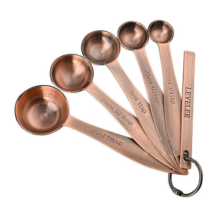 Stainless Steel Measuring Spoons Set of - with Leveler Round Metal Teaspoon & Tablespoon Measuring Spoons