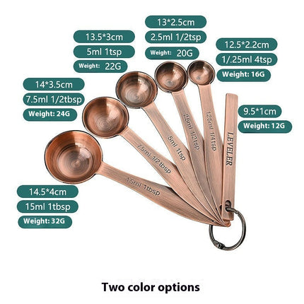 Stainless Steel Measuring Spoons Set of - with Leveler Round Metal Teaspoon & Tablespoon Measuring Spoons