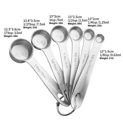 Metal Measuring Spoons Set - Baking Essentials Premium Stainless Steel Kitchen Gadgets for Easy Storage