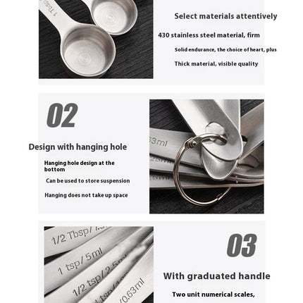 Metal Measuring Spoons Set - Baking Essentials Premium Stainless Steel Kitchen Gadgets for Easy Storage