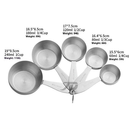 Stainless Steel Measuring Cups - Heavy Duty Measuring Cup Set for Measuring Dry and Liquid Ingredients