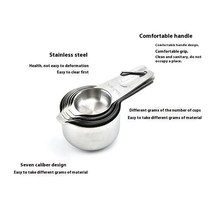 Stainless Steel Measuring Cups Set Metal Kitchen Tools With Easy to Read Markings and Measuring Tool