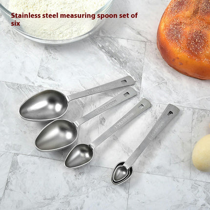 Stainless Steel Measuring Spoons Set Oval Metal Teaspoon & Tablespoon Measuring Spoons - Nesting Kitchen