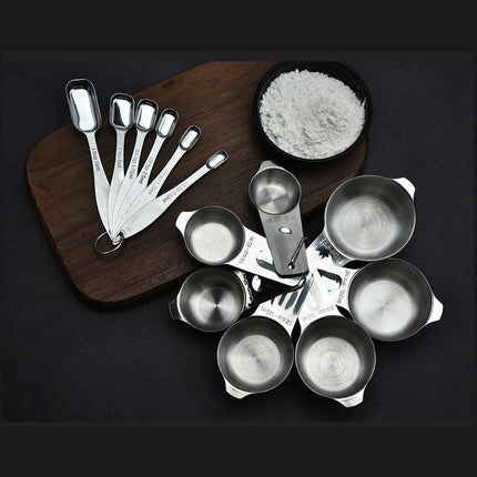 Measuring Cups & Spoons Set of Includes Stainless Steel Nesting Cups Ideal for Dry and Liquid Ingredients