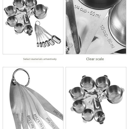 Measuring Cups & Spoons Set of Includes Stainless Steel Nesting Cups Ideal for Dry and Liquid Ingredients