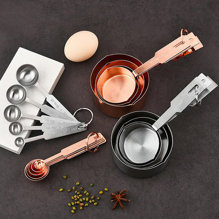 Stainless Steel Measuring Cups & Spoons for Ingredients Baking Cooking Mixing & Food Processing Sets