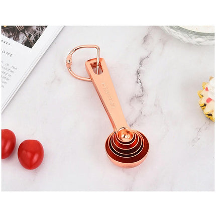 Measuring Spoons Set of Pieces Stainless Steel Measuring Spoon with D-RING Holder Measuring Baking Tool