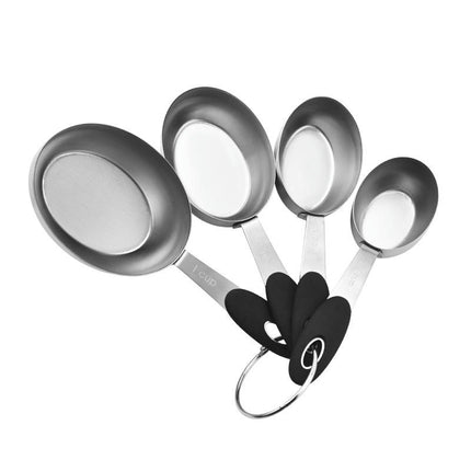 Measuring Cups & Spoons Set of Stainless Steel Measuring Spoons with Silicone Handle Nesting Metal Cups