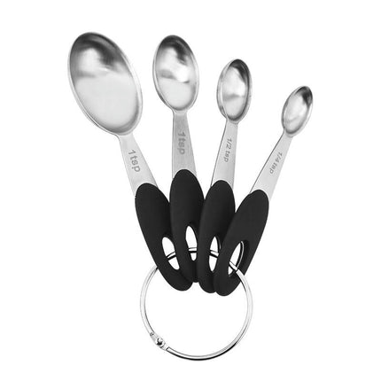 Measuring Cups & Spoons Set of Stainless Steel Measuring Spoons with Silicone Handle Nesting Metal Cups