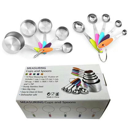 Measuring Cups and Spoons Set Stainless Steel for Dry and Liquid Ingredients Including Dry and Liquid