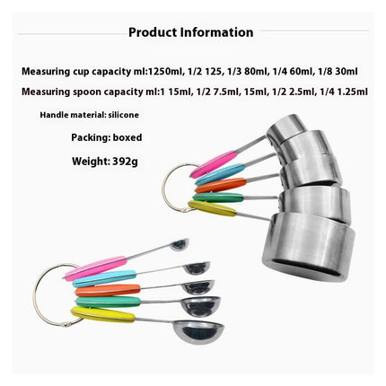 Measuring Cups and Spoons Set Stainless Steel for Dry and Liquid Ingredients Including Dry and Liquid