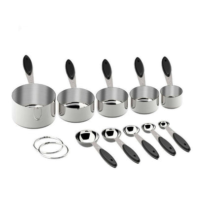 Measuring Cups & Spoons Set-Stainless Steel Nesting Measuring Cups and Spoons Ideal for Dry and Liquid Baking