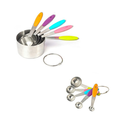 Measuring Cups & Spoons Set-Stainless Steel Nesting Measuring Cups and Spoons Ideal for Dry and Liquid Baking