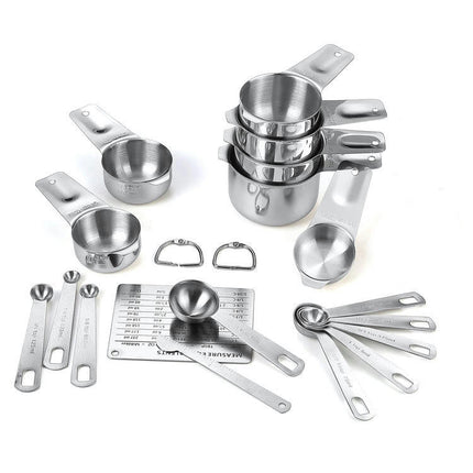 Measuring Cups and Spoons Set Stainless Steel Measuring Cups and Spoons With Leveler Measure Equivalents