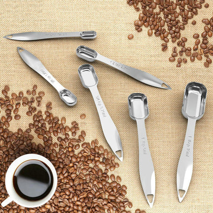 Stainless Nesting Metal Steel Measuring Spoons Set for Dry or Liquid-Fits in Spice Jars Kitchen Cooking