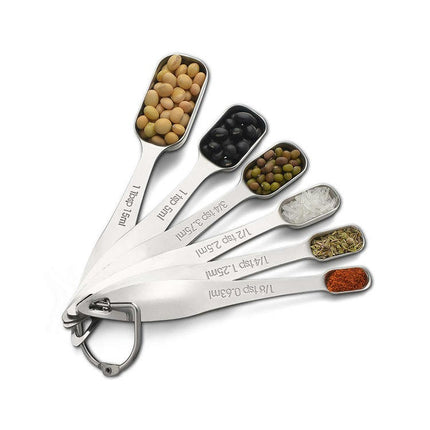 Stainless Nesting Metal Steel Measuring Spoons Set for Dry or Liquid-Fits in Spice Jars Kitchen Cooking