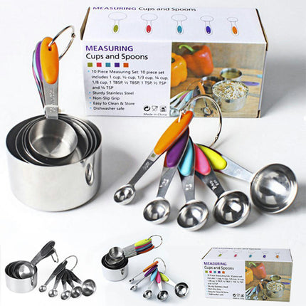 Stainless Steel Measuring Cups and Spoons Set Nesting Metal Measuring Cups Set for Dry and Liquid Etc