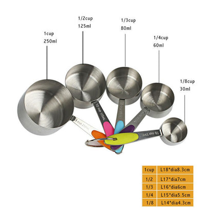 Measuring Cups and Spoons Set Stainless Steel for Dry and Liquid Including Seasoning Sauce Spice Sugar