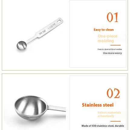 Stainless Steel Measuring Spoons Set Teaspoon Durable Accurate Measure Liquid Coffee Milk Powder Sauce