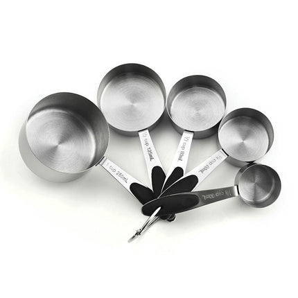 Stainless Steel Cook with Measuring Cups and Spoon Sets with Soft Touch Silicone Handles Nesting Set