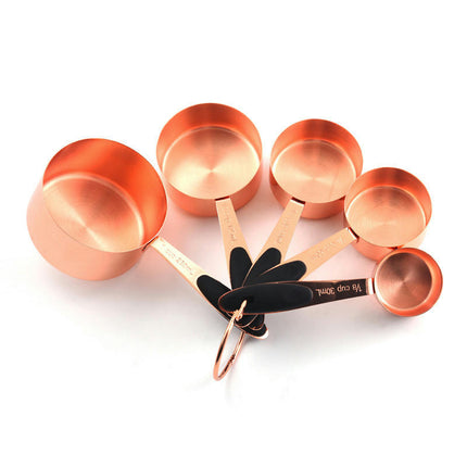 Stainless Steel Cook with Measuring Cups and Spoon Sets with Soft Touch Silicone Handles Nesting Set