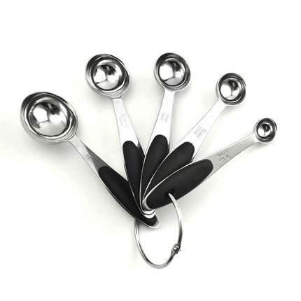 Stainless Steel Cook with Measuring Cups and Spoon Sets with Soft Touch Silicone Handles Nesting Set