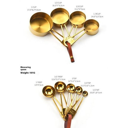 Measuring Cups and Spoons Food Grade Stainless Steel Measure Set Rainbow Titanium Coated Kitchen Gadgets