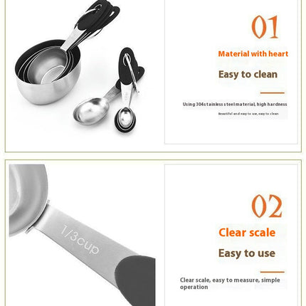 Stainless Steel Measuring Cup & Spoon Set - Kitchen Tools for Cooking Dishwasher Safe and Easy to Clean