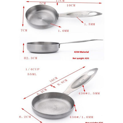 Thick Stainless Steel Measuring Cup Sets for Liquids and Dry Ingredient Measuring Cooking and Baking