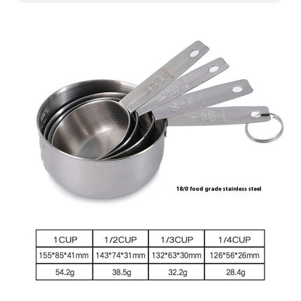 Measuring Cups and Spoons Set with Measuring Silicone Handle and Clear Laser Scale Stainless Steel Tol