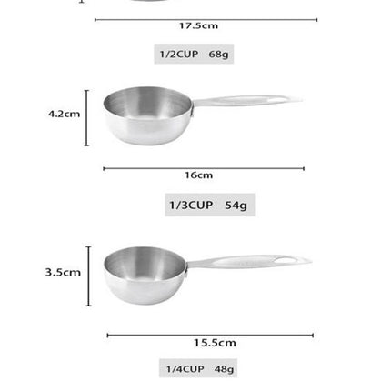 Stainless Steel Measuring Cup Set - Easy to Read Measurements Kitchen Tools For Dry and Liquid Ingredients