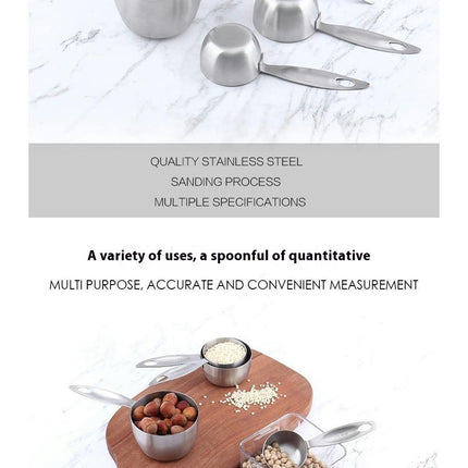 Stainless Steel Measuring Cup Set - Easy to Read Measurements Kitchen Tools For Dry and Liquid Ingredients