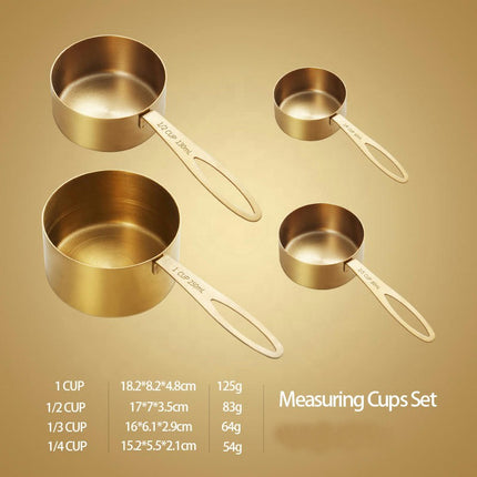 Measuring Cups and Spoons Set Stainless Steel Handles with Metric and US Measurements Polished Finish