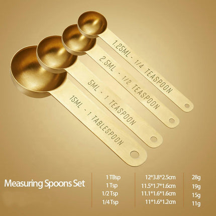 Measuring Cups and Spoons Set Stainless Steel Handles with Metric and US Measurements Polished Finish