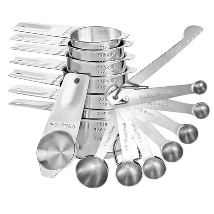 Stainless Steel Measuring Cups and Spoons Set of Kitchen Measure Tool Stainless Steel Cups and Spoons Set