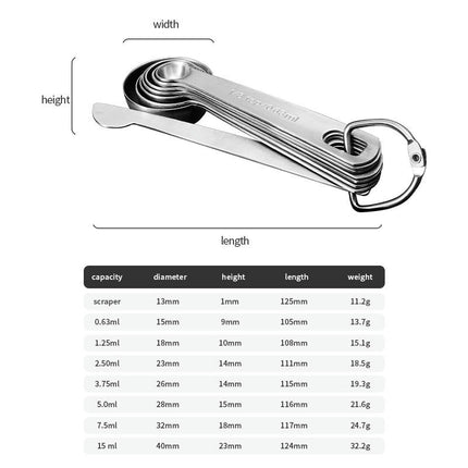 Stainless Steel Measuring Cups and Spoons Set of Kitchen Measure Tool Stainless Steel Cups and Spoons Set