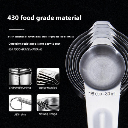 Stainless Steel Measuring Cups and Spoons Set of Kitchen Measure Tool Stainless Steel Cups and Spoons Set